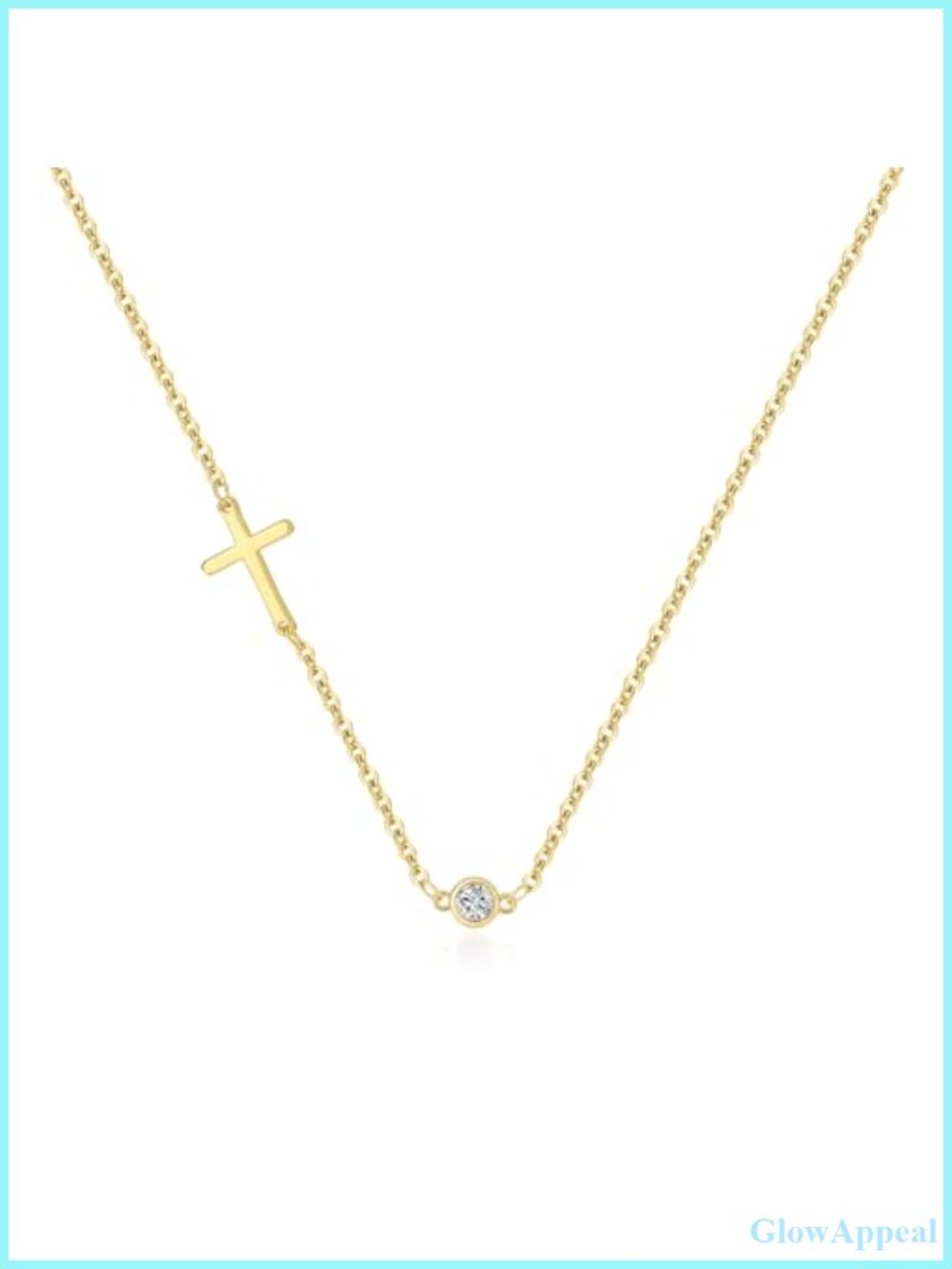 14k Gold Plated Cross Pendant Necklace Cubic Zirconia Birthstone Adjustable